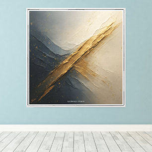 Lujo Lienzo Abstracto Marina y Dorado – Moderno