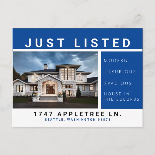 Lujo mencionado inmobiliario del azul de la postal (Anverso)