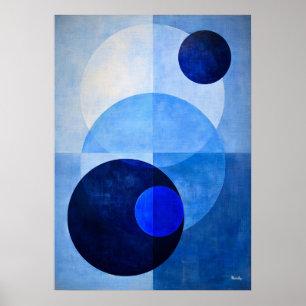 Lujo Mínimo Arte Deco Geométrico Abstracto Azul