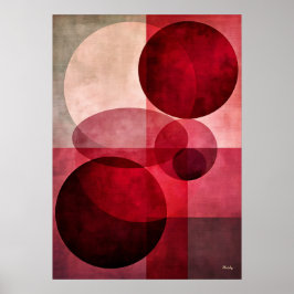 Lujo Mínimo Arte Deco Geométrico Abstracto Rojo