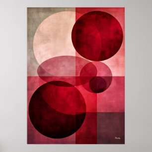Lujo Mínimo Arte Deco Geométrico Abstracto Rojo