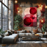 Lujo Mínimo Arte Deco Geométrico Abstracto Rojo