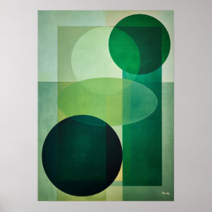 Lujo Mínimo Arte Deco Geométrico Abstracto Verde
