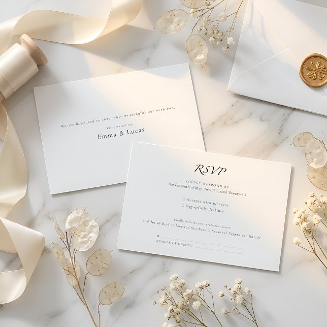 Lujo Mínimo | Elegante RSVP con Selección de Comid (Subido por el creador)
