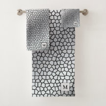 Lujo Monograma Plata de Vidrio Manchado