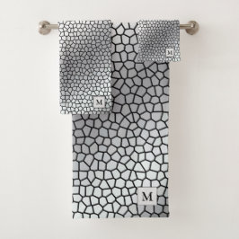 Lujo Monograma Plata de Vidrio Manchado