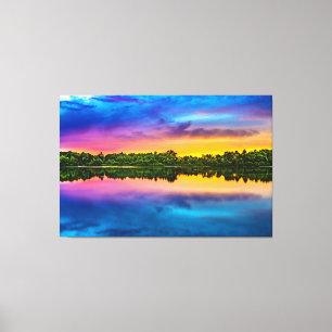Lujo Muro Arte Escenario Lago Agua Paisaje Sunset