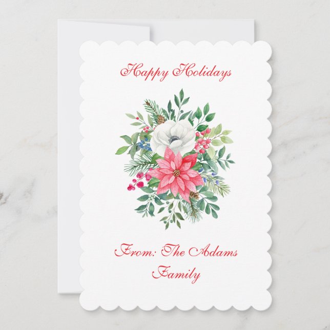 Lujo Plano de Navidad Floral con Personalización (Anverso)
