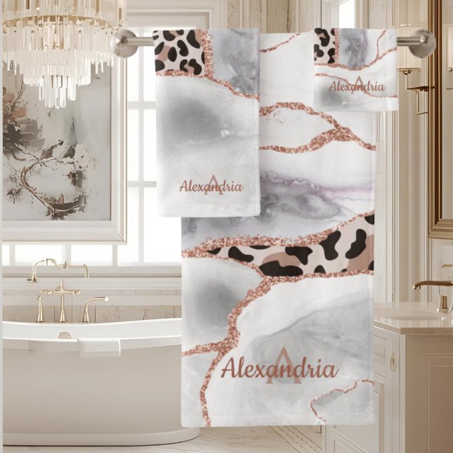 Lujo Rosa Blanco Oro Agata Estampado Leopardo (Subido por el creador)