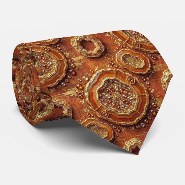 Lujo Seda Falsa | Corbata de Cuello Geoda de Óxido (Enrollado)