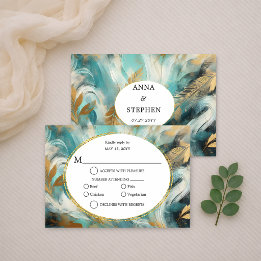 Lujo Turquesa Dorado Pincelada RSVP