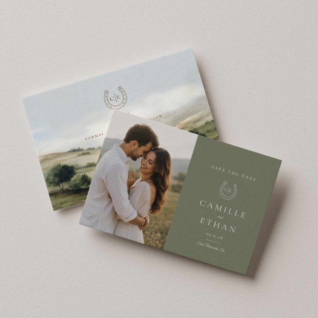 Lujooso Ahorro de Fecha de Foto en el Campo (Modern Western Photo Save the Date Card)