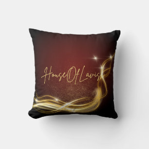 Lujosa Almohada De Tirar Bokeh Dorado Burgundy De