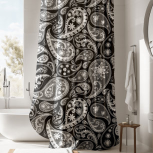 Lujosa Cortina de Ducha Black Paisley