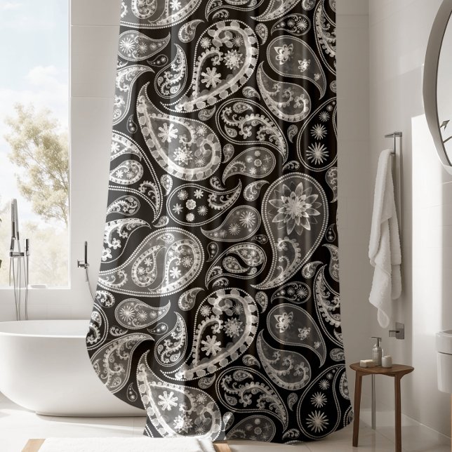 Lujosa Cortina de Ducha Black Paisley (Subido por el creador)