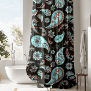 Lujosa Cortina de Ducha Black Paisley