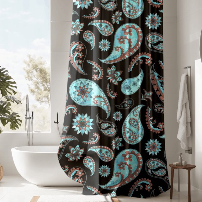 Lujosa Cortina de Ducha Black Paisley (Subido por el creador)