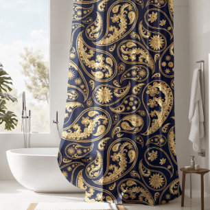 Lujosa Cortina de Ducha Black Paisley