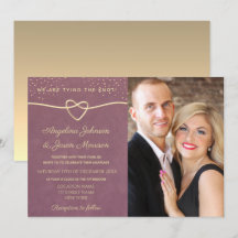 Lujosa Invitación de Boda con Confeti de Púrpura y