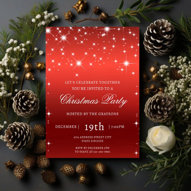 Lujosa invitación del Partido de los Navidades Roj (Subido por el creador)