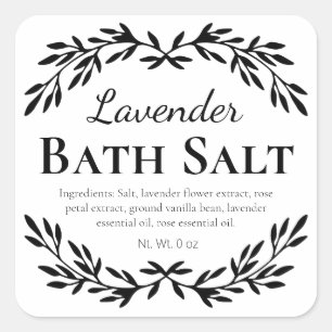 Lujosas etiquetas de sal de baño caseras blancas