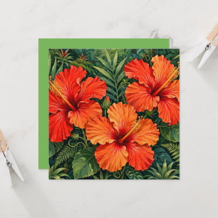Lujosas flores tropicales de hibisco naranja selva