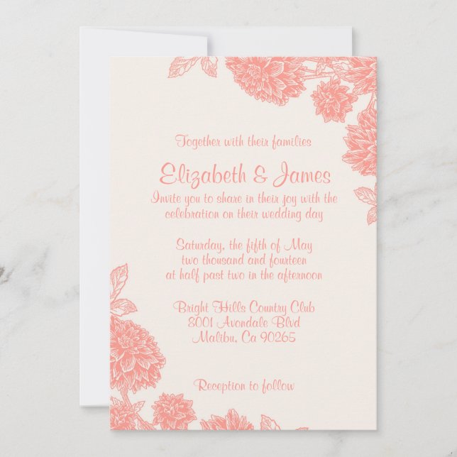 Lujosas invitaciones a la boda floral (Anverso)