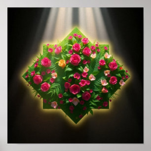 Lujoso arte digital de Rosas y flores exóticas