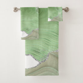 LUJOSO BAÑO DE MÁRMOL BLANCO VERDE CONJUNTO DE TOA