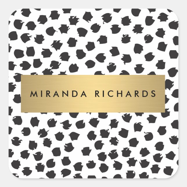 Lujoso Black Confetti Dots II con Pegatinas Gold B (Anverso)