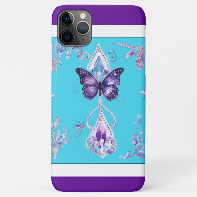 Lujoso Butterfly iPhone 11 Pro Max Funda Purple Bl (Reverso)