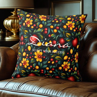 Lujoso Cojín decorativo floral de Khokhloma