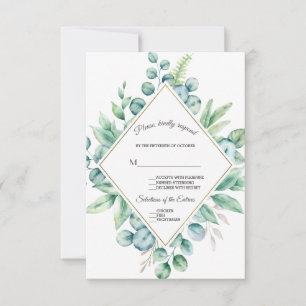 Lujoso diamante dorado Eucalipto para RSVP de boda
