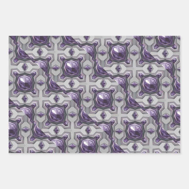 Lujoso juego de papel de envolvimiento plateado de (Anverso 3)