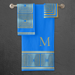 Lujoso neón azul brillante nombre dorado Toque con