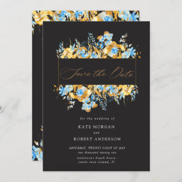 lujoso oro turquesa floral salva la tarjeta de fec