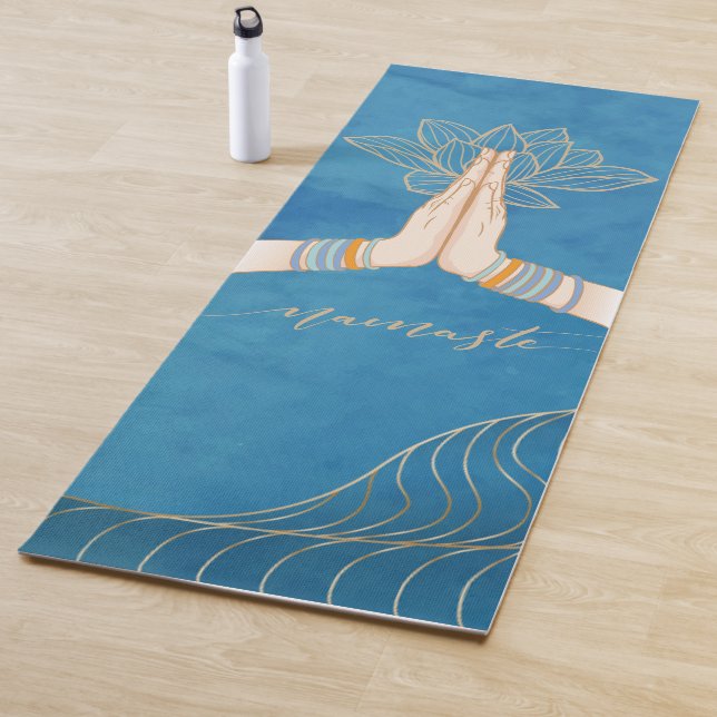 Lujoso oro y turquesa Namaste Yoga Mat (In situ)