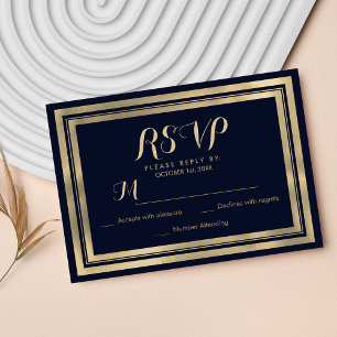 Lujoso y moderno oro azul marino RSVP
