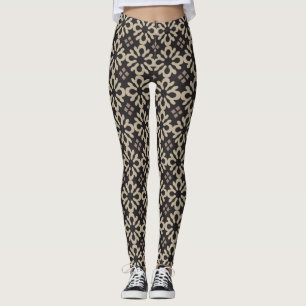Lujosos Leggings de oro y copos de nieve negros