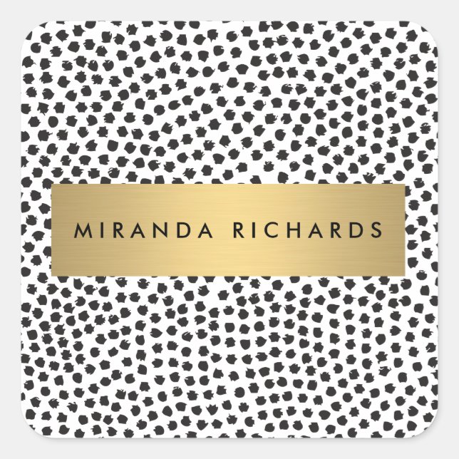 Lujosos puntos de confetti negro con Pegatinas de  (Anverso)