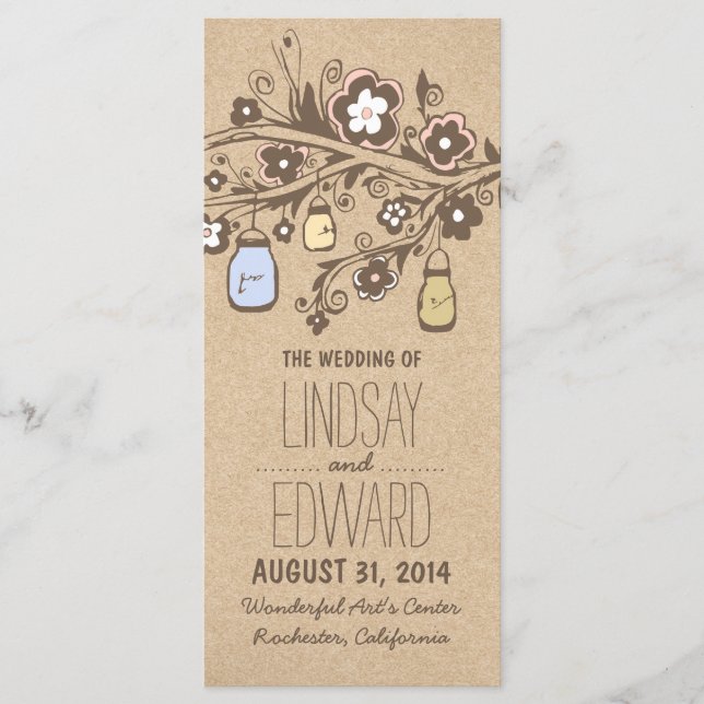 lujosos y rústicos programas de bodas de jarras de (Anverso)