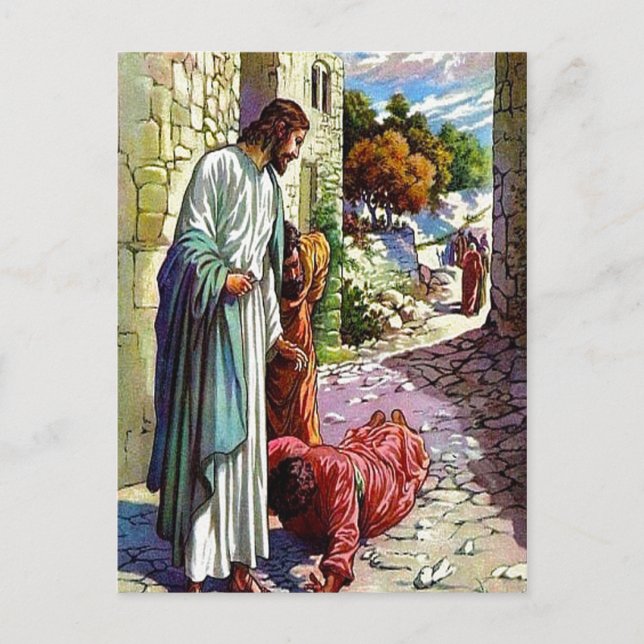 Luke 17:11-19 Diez Lepers Tarjeta postal limpia (Anverso)