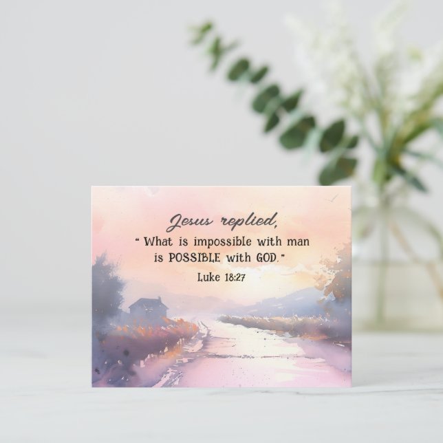 Luke 18:27 Posible con la tarjeta de la Biblia de  (Anverso de pie)