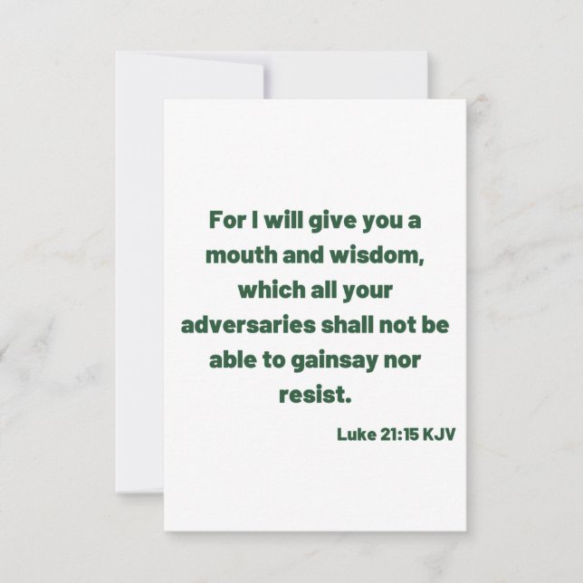 Luke 21:15 KJV Biblia Verse Tarjeta de felicitació (Anverso)