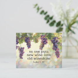 Luke 5:37 Nuevo vino en vieja tarjeta de la Biblia