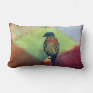 Lumbar Ave azul oriental - Diamante colorido - Cojín deco