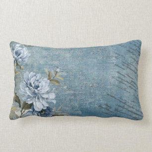 Lumbar Azul suave y Cojín decorativo de Rosas