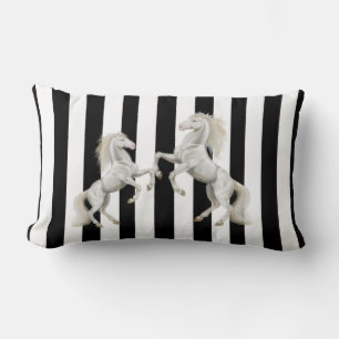 Lumbar Banda de Cojín decorativo Caballo Blanco Negro