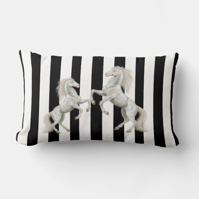 Lumbar Banda de Cojín decorativo Caballo Blanco Negro (Anverso)