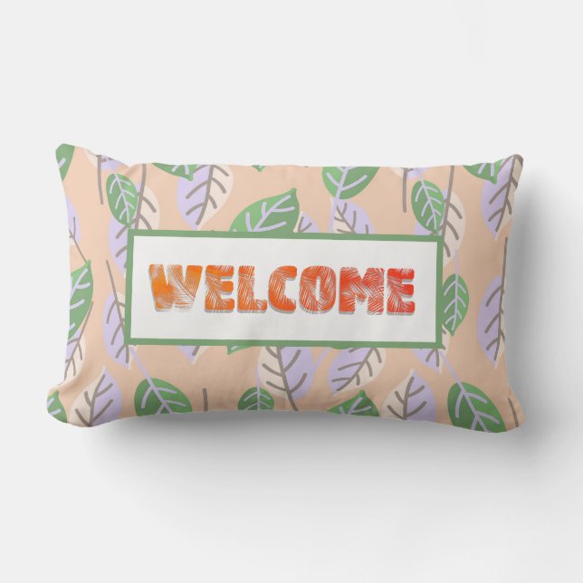Lumbar Bienvenida tropical Cojín decorativo reversible (Anverso)